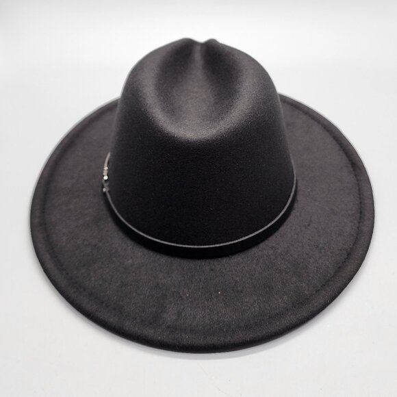 EINSKEY Womens Black Felt Fedora Hat Wide Brim Western Style New - Picture 7 of 12